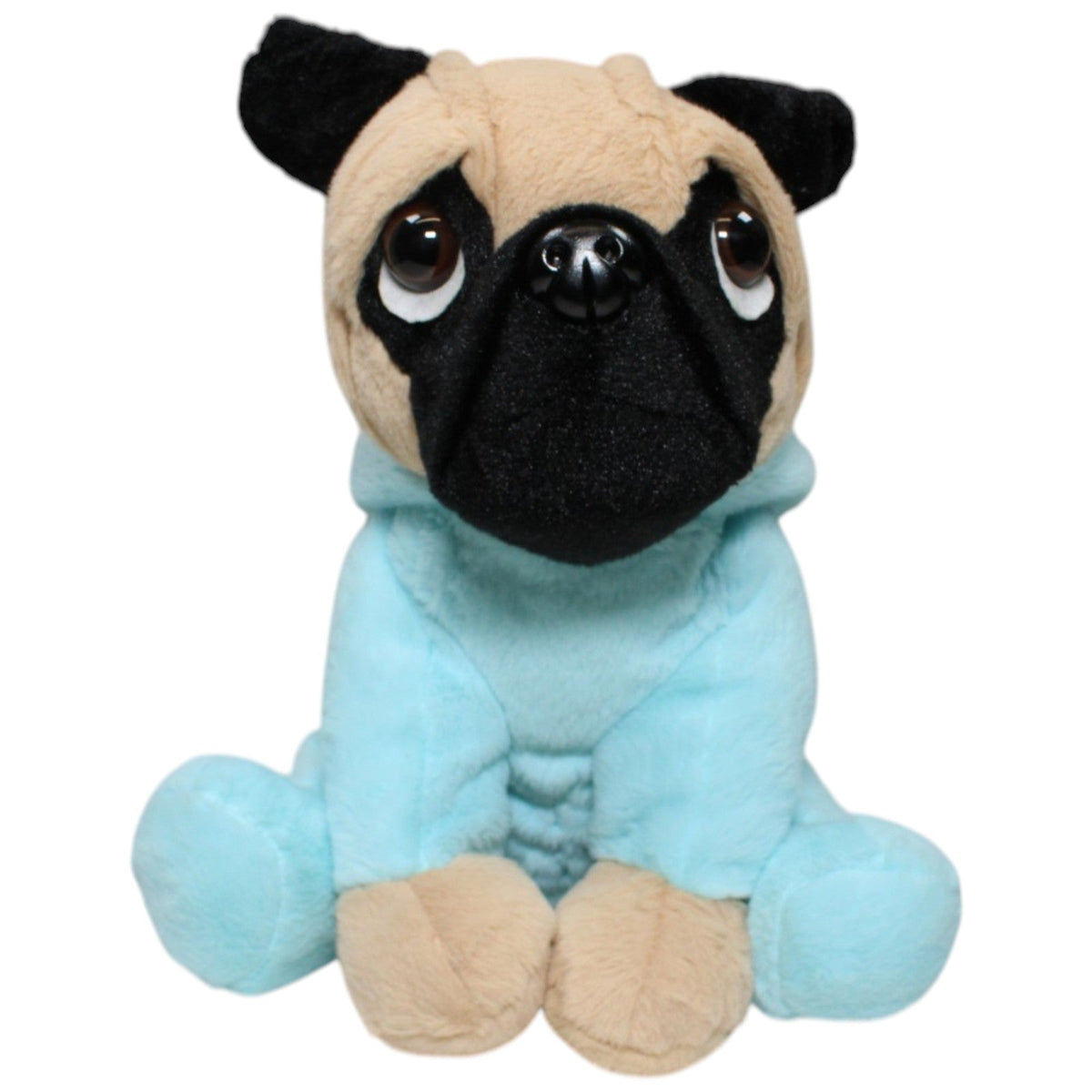 123000023701 FLOTI Flos Toys, Mops in blauem Einhorn-Kostüm Kuscheltier Kumpel Leo 30cm Beige Blau
