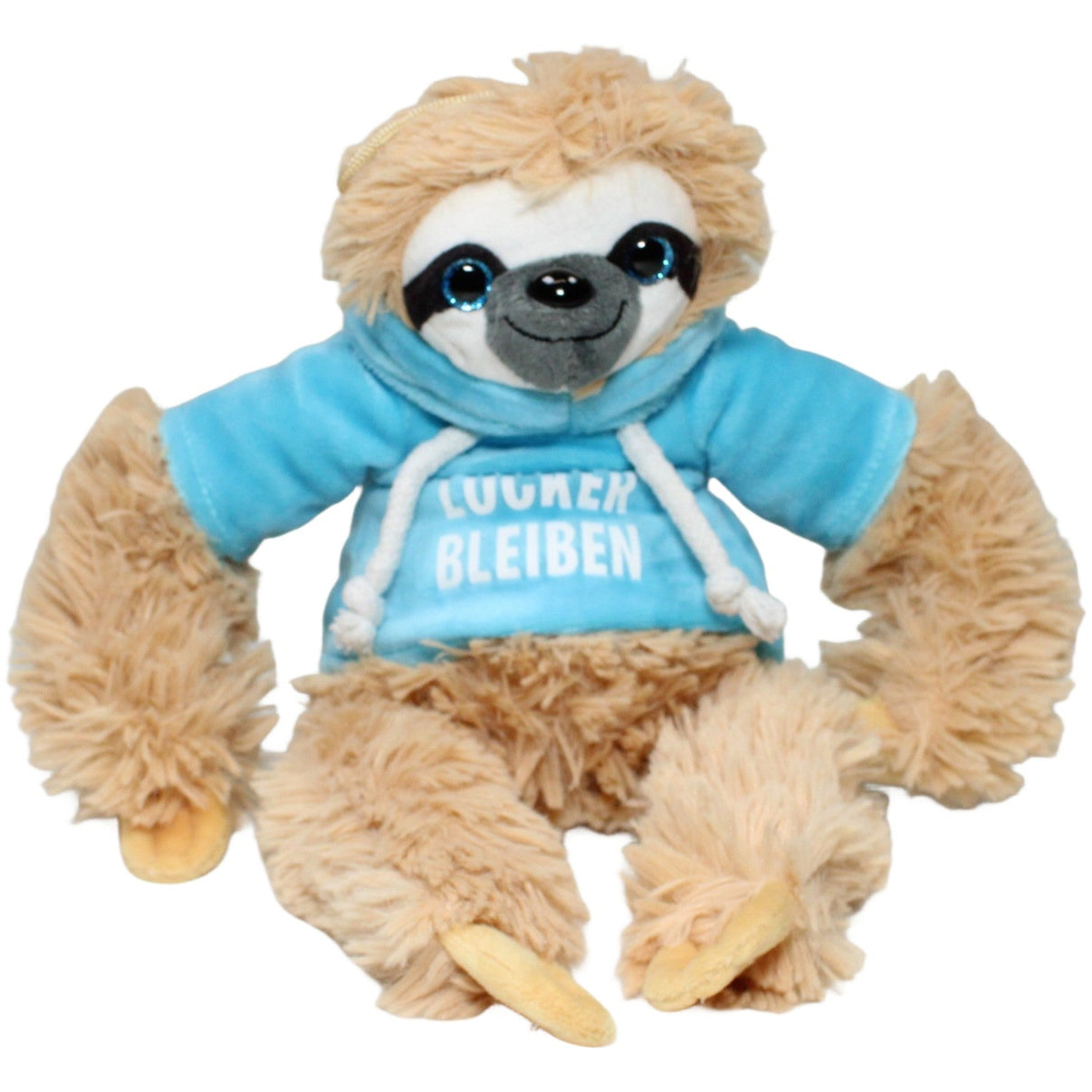 123000023723 FLOTI Flos Toys, Faultier mit "Locker Bleiben" Pullover Kuscheltier Kumpel Leo 28cm Beige Blau