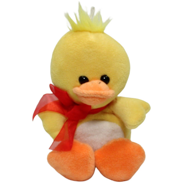 Gelbe Ente mit roter Schleife