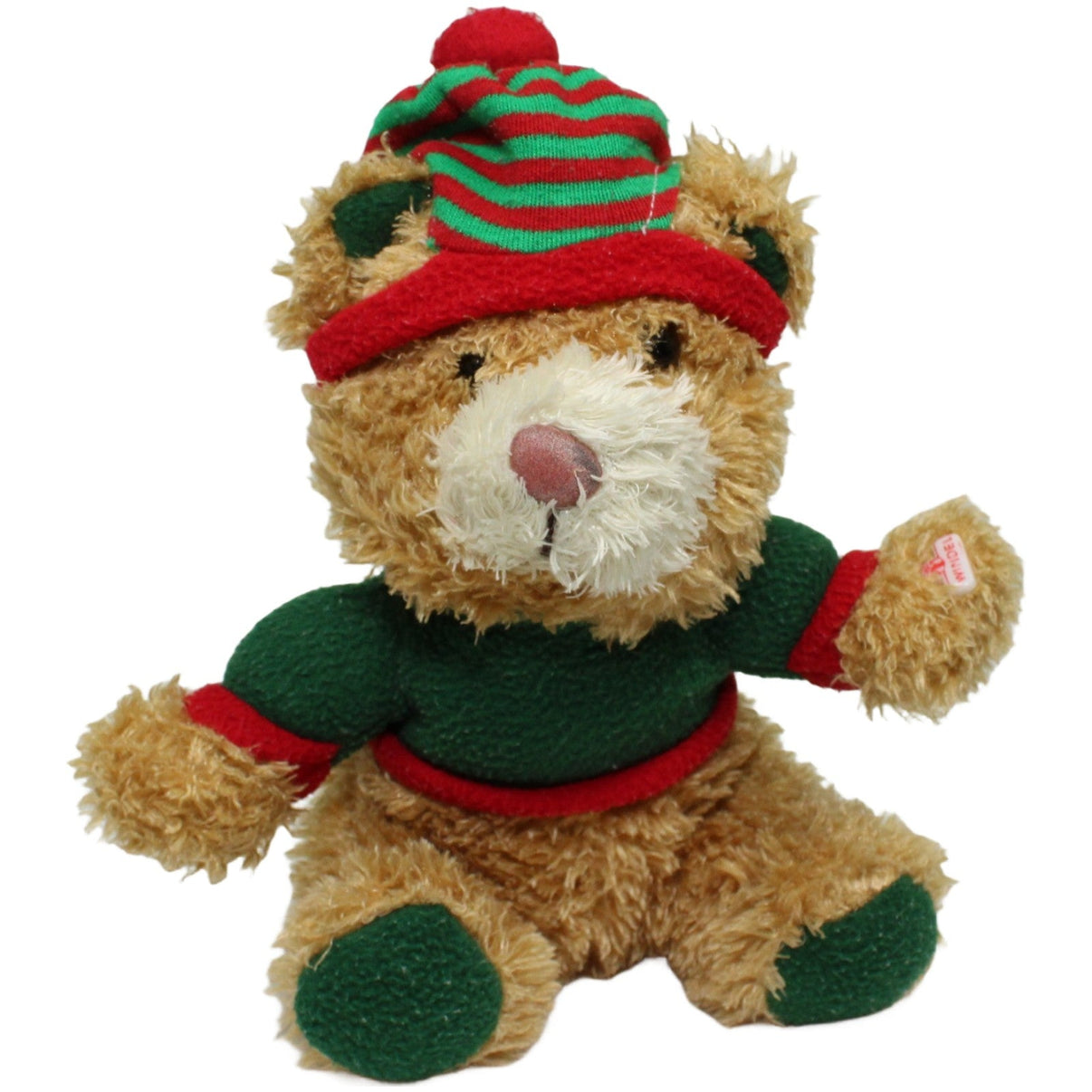123000023898 Windel Winterlicher Teddy mit gestreifter Mütze, sitzend Kuscheltier Kumpel Leo 20cm Braun ebay - stofftiere