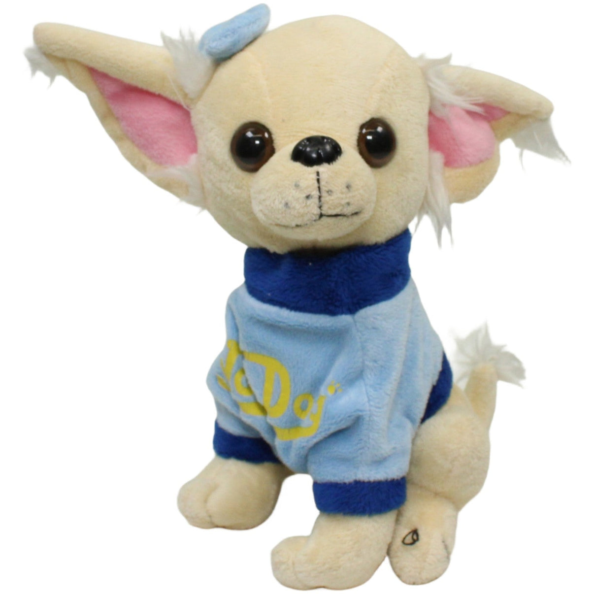 123000023919 Braun Plüschwaren Chihuahua mit blauem Pulli "Von Dog", sitzend Kuscheltier Kumpel Leo 24cm Beige Blau