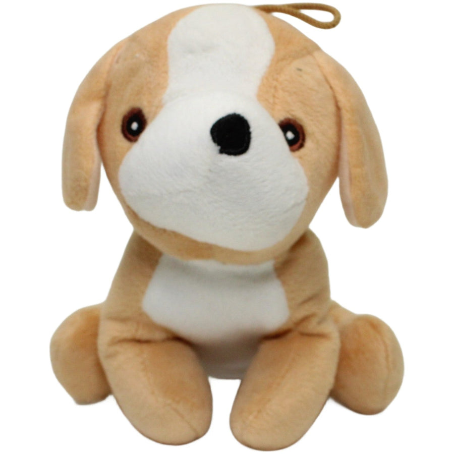 Kleiner sitzender Hund, beige-weiß