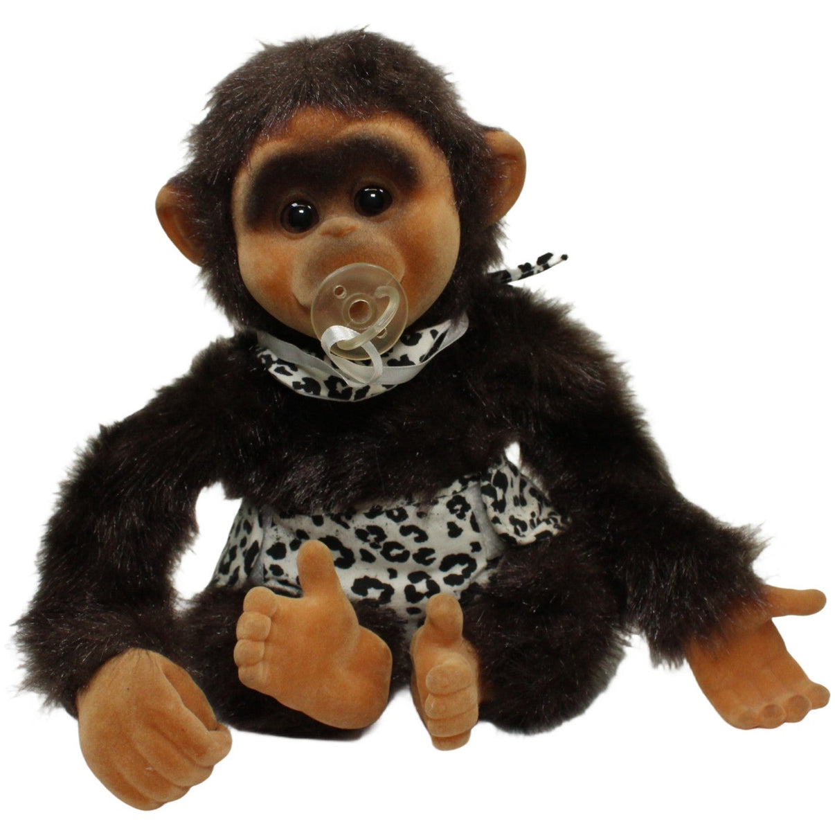 123000023977 Hosung Events Sitzender Affe mit Windel, Latz & Schnuller Kuscheltier Kumpel Leo 28cm _Vintage_ Affe