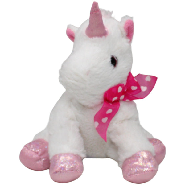Weißes Einhorn mit Schleife, sitzend
