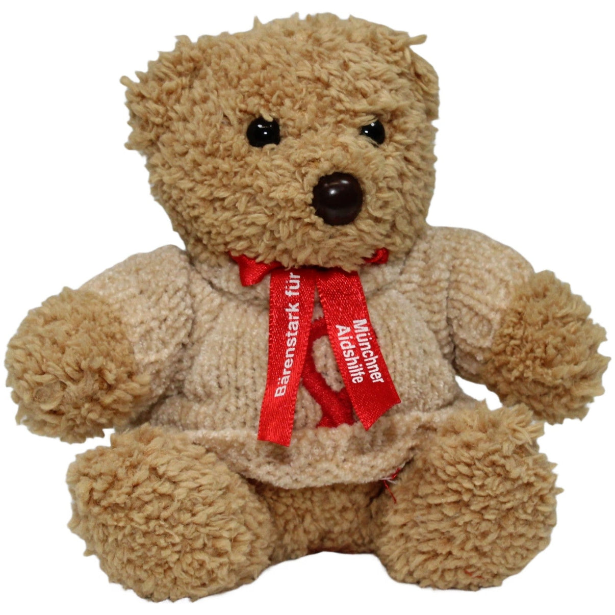 123000024047 Heunec Münchner Aidshilfe, Teddybär mit beigem Pullover Kuscheltier Kumpel Leo 14cm Beige Braun