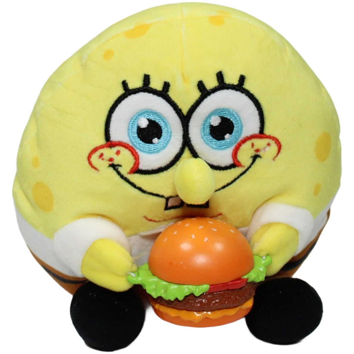 123000024419 ZURU Snackles, SpongeBob Schwammkopf mit Krabbenburger Kuscheltier Kumpel Leo 14cm Braun Charakter
