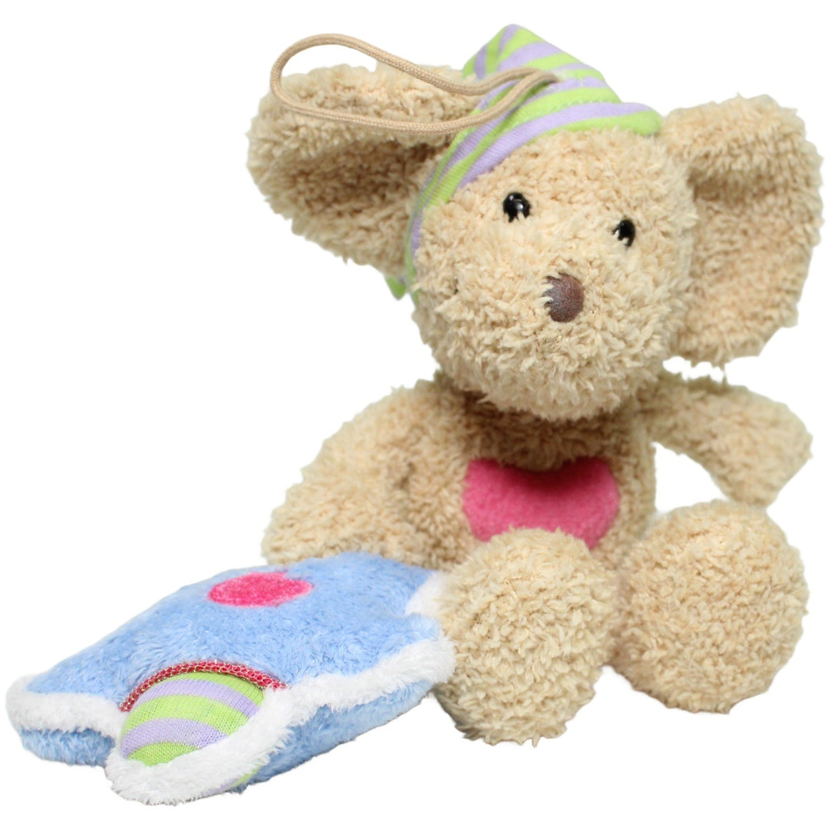 123000024578 NICI Steinbeck, Lillebi Maus mit Schlafmütze und blauem Stern Kuscheltier Kumpel Leo 19cm _Vintage_ Beige