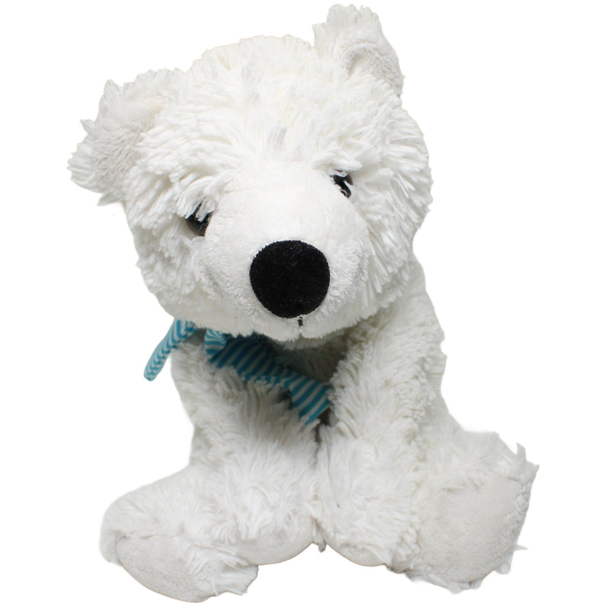 123000024877 Unbekannt Süßer zotteliger Eisbär mit blau-gestreiftem Schal Kuscheltier Kumpel Leo 35cm Blau ebay-stofftiere