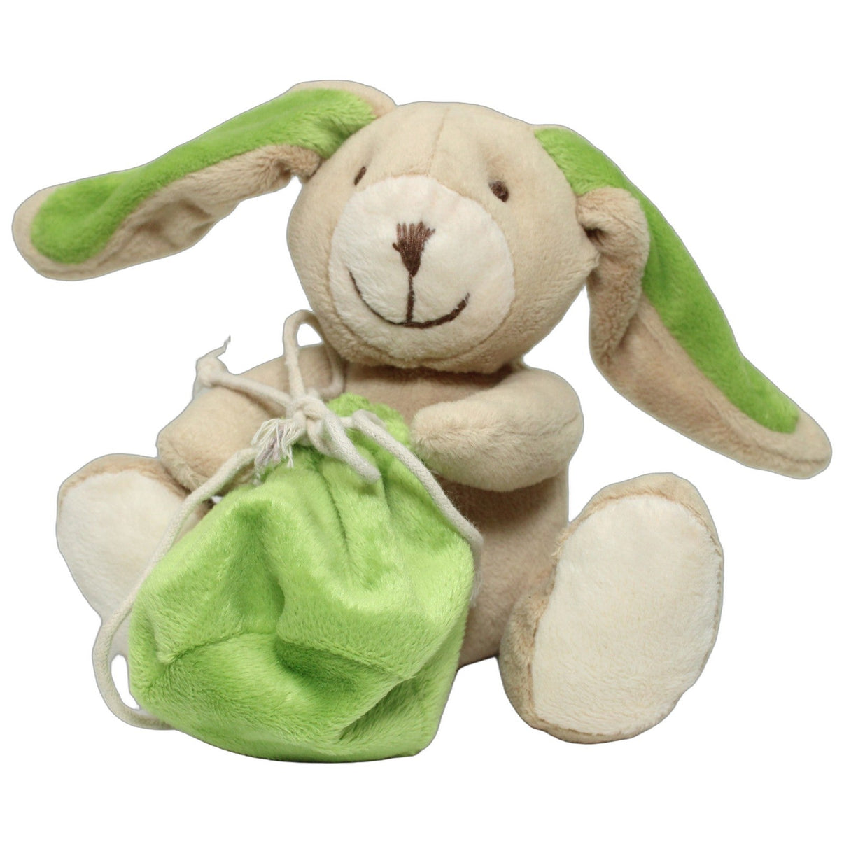 123000024920 KUWOPA Süßer Hase mit grünem Sack, sitzend Kuscheltier Kumpel Leo 15cm Beige ebay-stofftiere