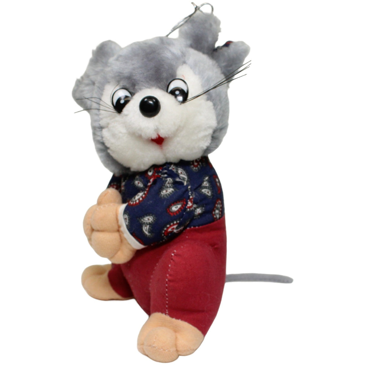 123000024932 Wertoy Süße graue Maus mit Kleidung Kuscheltier Kumpel Leo 19cm _Vintage_ ebay-stofftiere