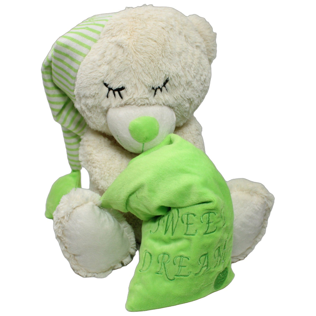 123000025014 Morgenroth XL Teddybär mit grüner Zipfelmütze und Kissen "Sweet Dreams" Kuscheltier Kumpel Leo 40cm Beige ebay-20-stofftiere