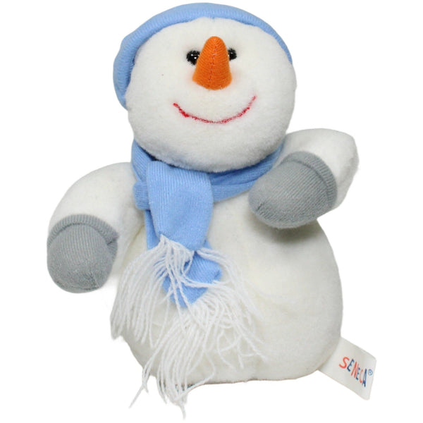 Schneemann mit blauem Schal & Mütze