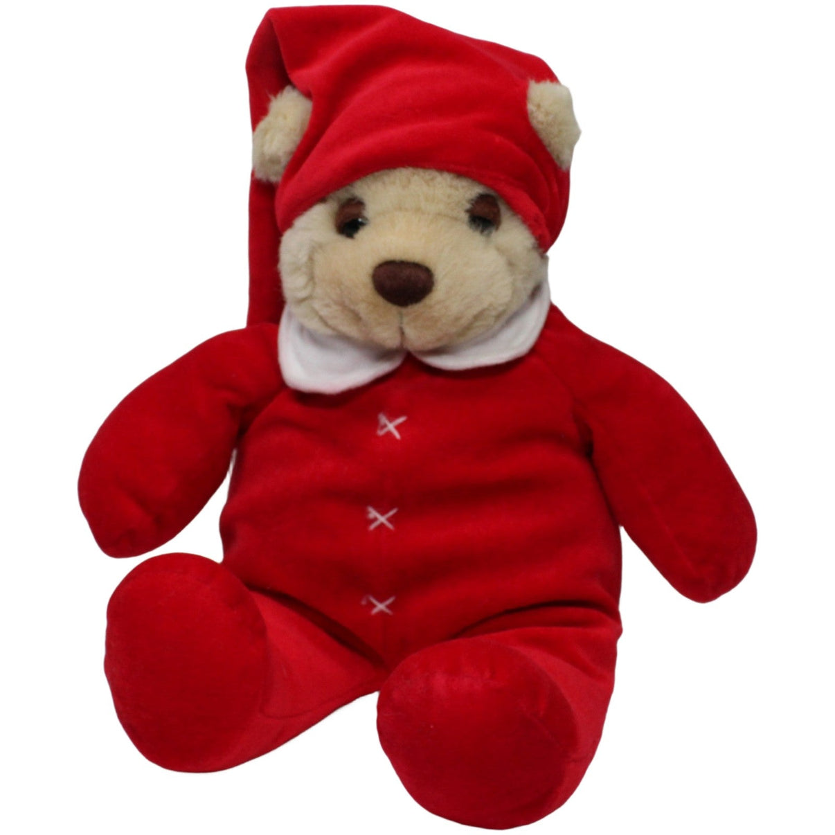 123000025148 Esbe International Großer Bär in rotem Pyjama & Zipfelmütze Kuscheltier Kumpel Leo 35cm Beige Bär