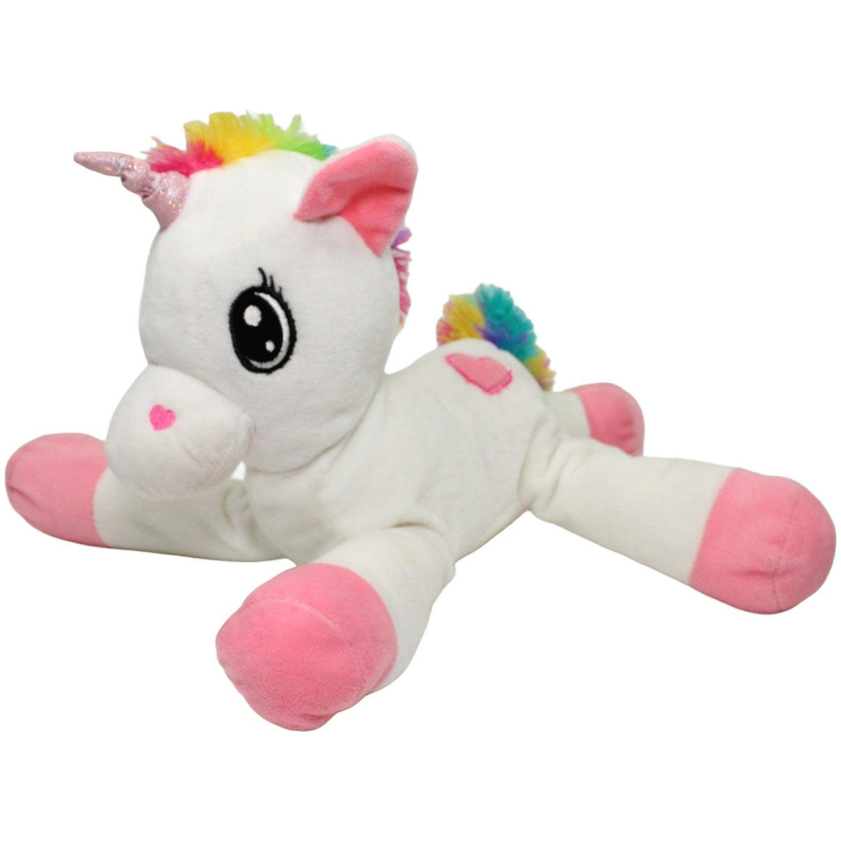 123000025169 TEDI Weißes Einhorn mit Regenbogenmähne Kuscheltier Kumpel Leo 33cm ebay-20-stofftiere Einhorn