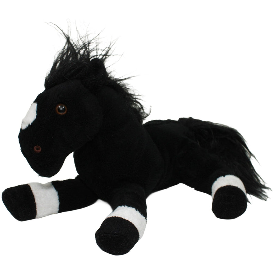 XL schwarzes Pferd mit weißen Streifen, liegend