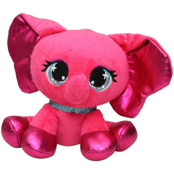 Pinker Elefant mit Glitzerband, sitzend