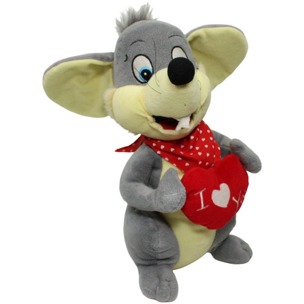 Große graue Maus mit Herz "I ❤ You", stehend