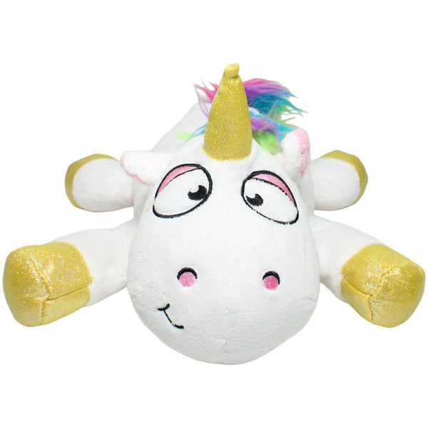 Weißes Einhorn mit goldenem Horn & Hufen, liegend