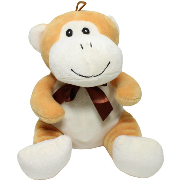 Flos Toys, beiger Affe mit Schleife, sitzend