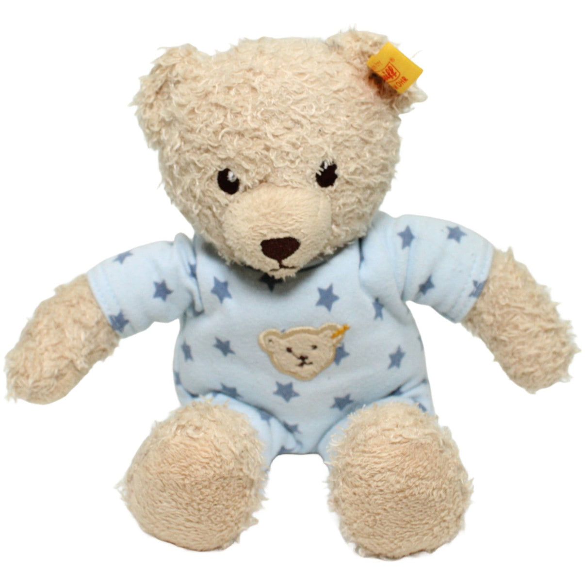 123000025327 Steiff Teddybär Junge Baby mit Schlafanzug (241642) Kuscheltier Kumpel Leo 25cm Beige Blau