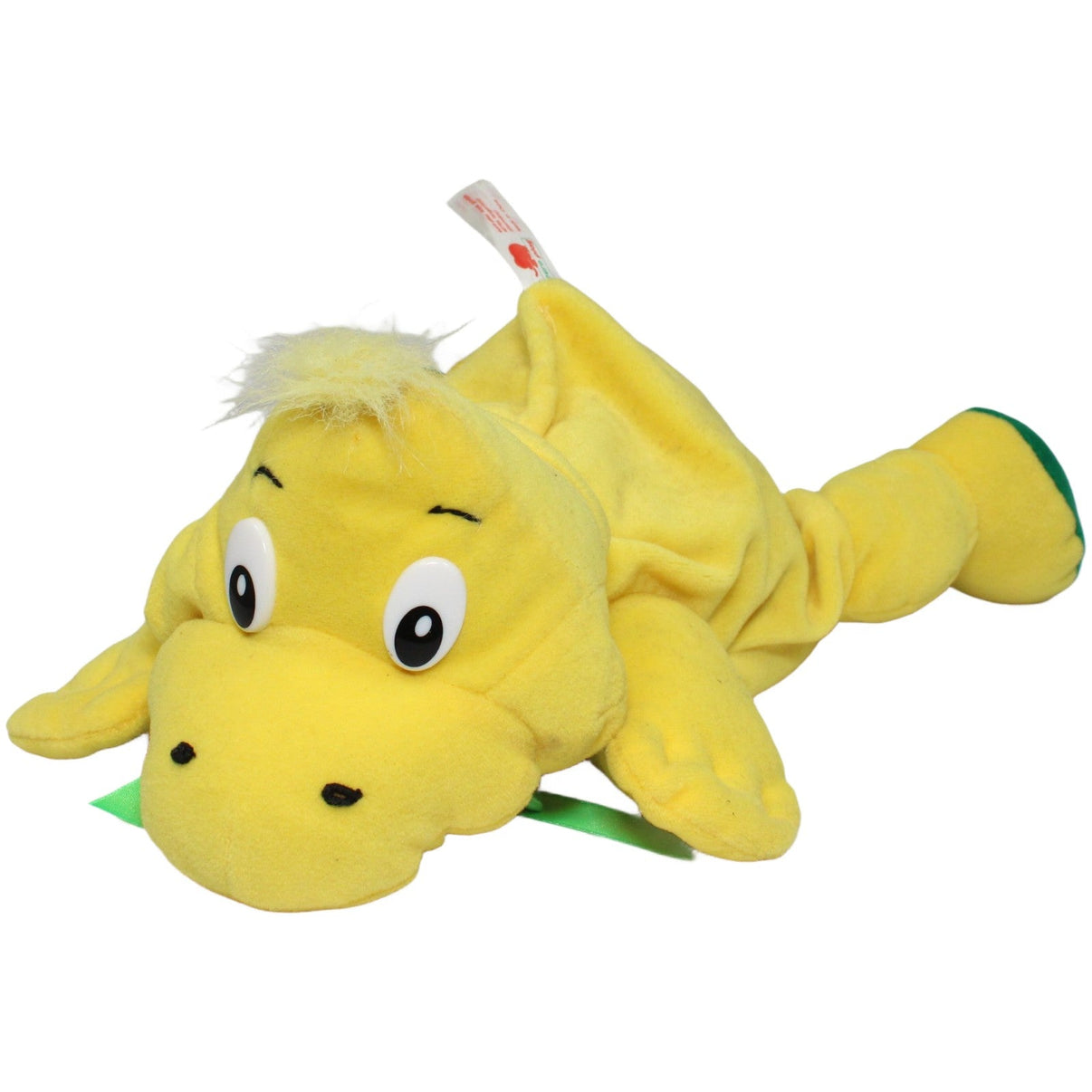 123000025390 Euro Play Gelber Dinosaurier, liegend Kuscheltier Kumpel Leo 30cm _Vintage_ Dinosaurier
