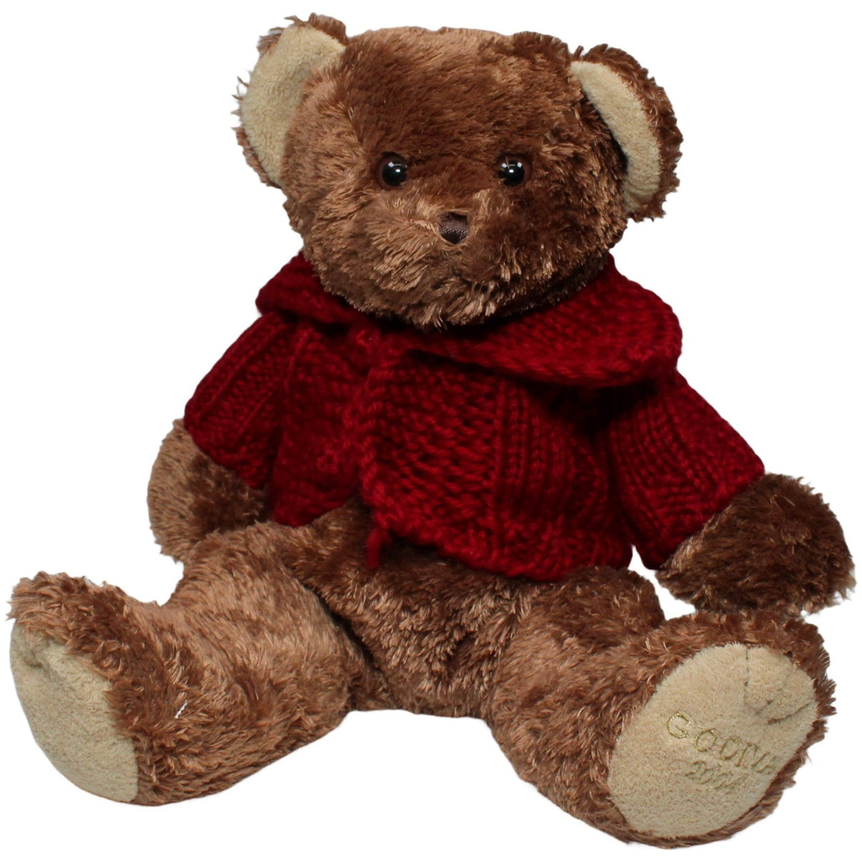 123000025453 Bando Toys Großer Teddy mit rotem Pulli "GODIVA 2004" Kuscheltier Kumpel Leo 2004 35cm _Vintage_