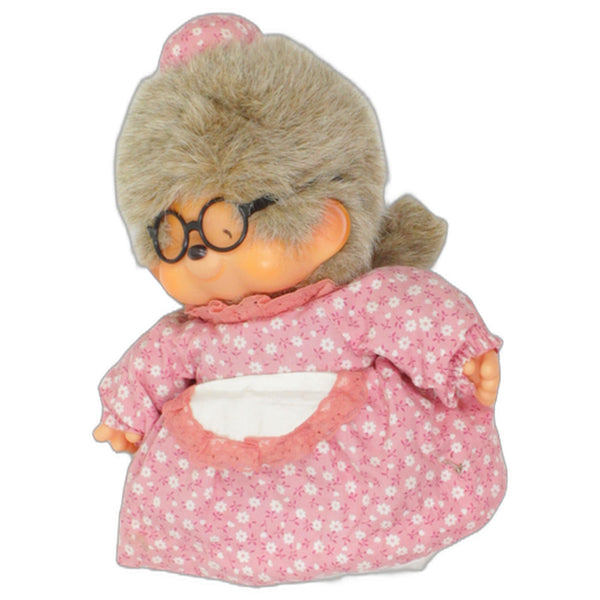 Oma Monchhichi in rosa Blumenkleid