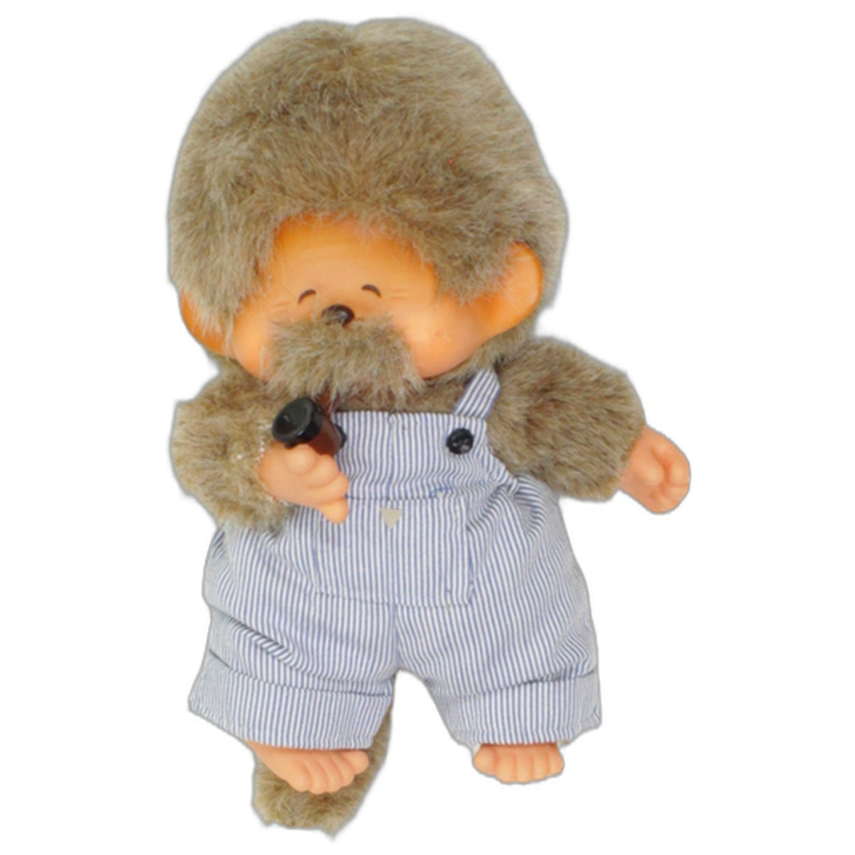 123000025613 Sekiguchi Opa Monchhichi mit gestreifter Latzhose Kuscheltier Kumpel Leo 1974 20cm _Vintage_