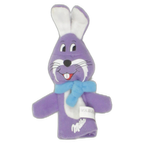 Lila Milka Hase mit blauem Schal