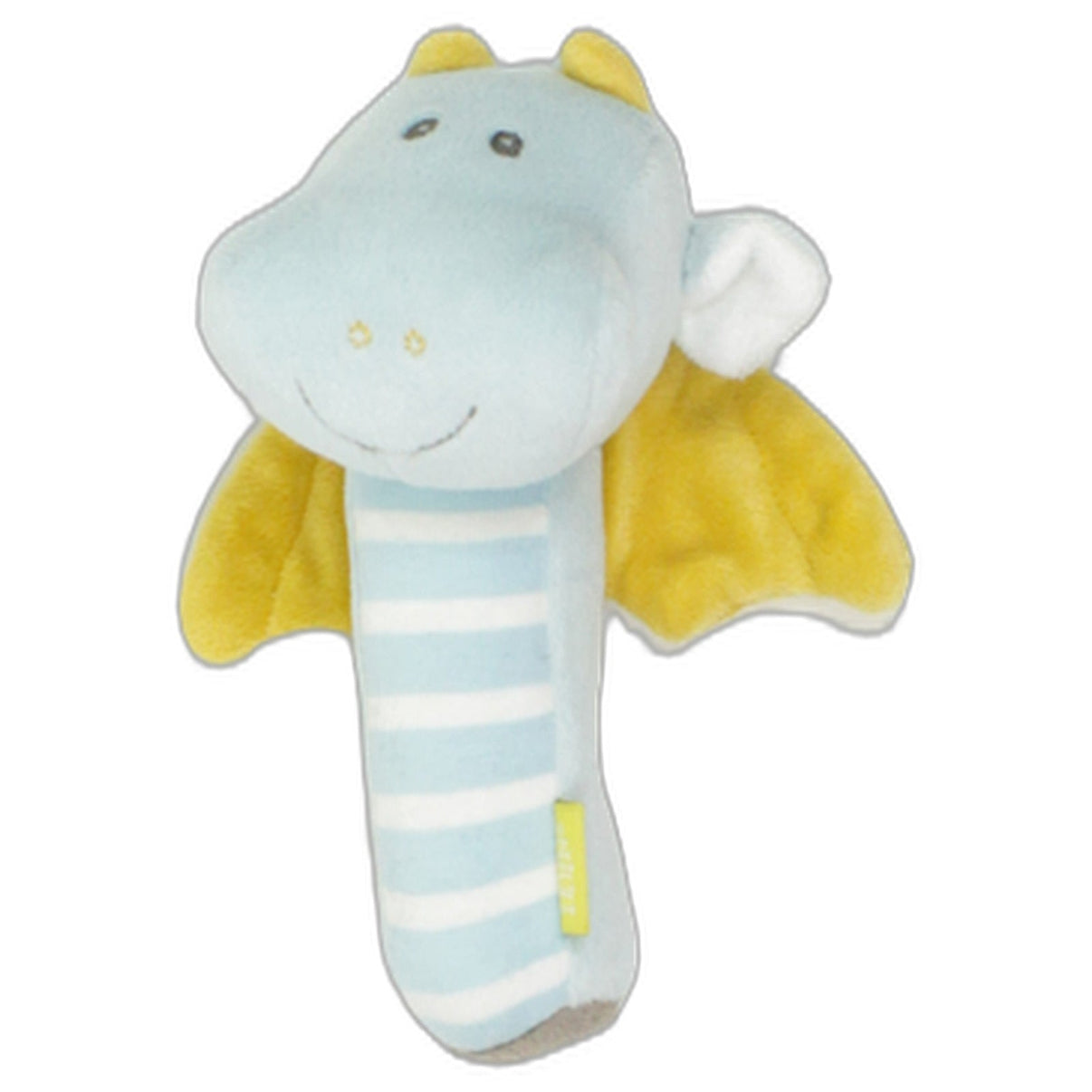 123000025763 Fehn Hellblauer Drache mit Streifen & gelben Flügeln Greifling mit Quietscher Kumpel Leo 16cm Baby & Kleinkind Blau