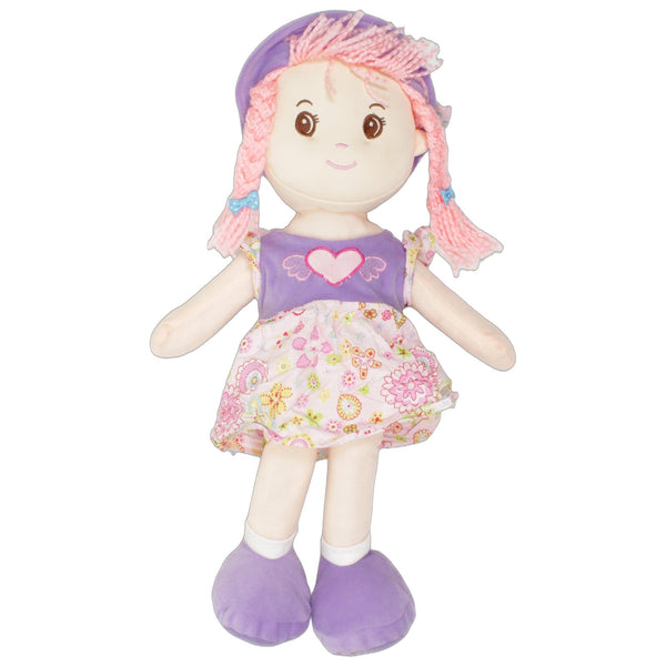 XL Puppe mit rosafarbenem Haar & lila Kleid