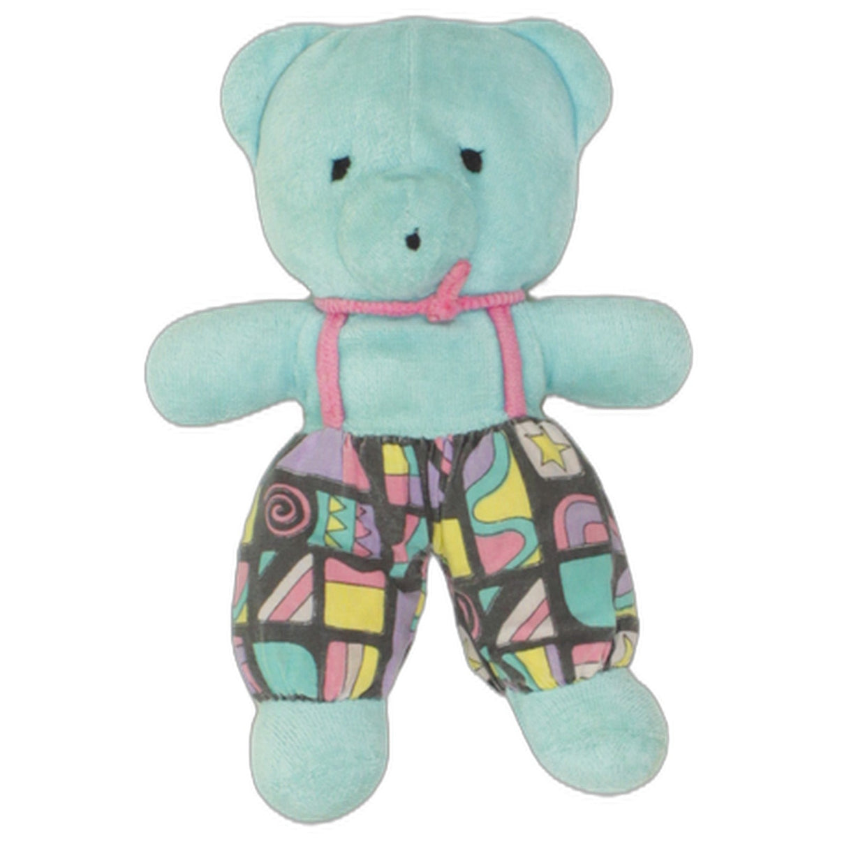 123000025781 Sterntaler Türkiser Bär mit bunt-gemusterter Hose Spielfigur mit Rassel Kumpel Leo 20cm Baby & Kleinkind Blau