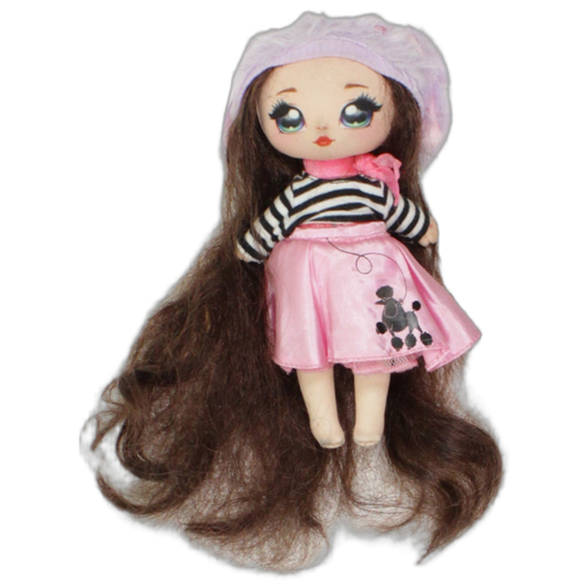 123000025804 Unbekannt Na Na Na! Surprise, Braunhaariges Mädchen mit Pudel-Rock Stoffpuppe Kumpel Leo 19cm Beige Braun