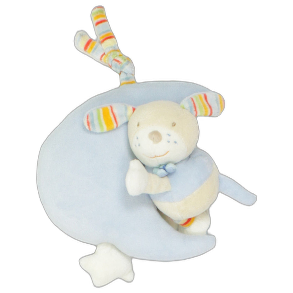 123000025948 Fehn Hund auf hellblauem Mond Spieluhr Kumpel Leo 16cm Baby & Kleinkind Beige