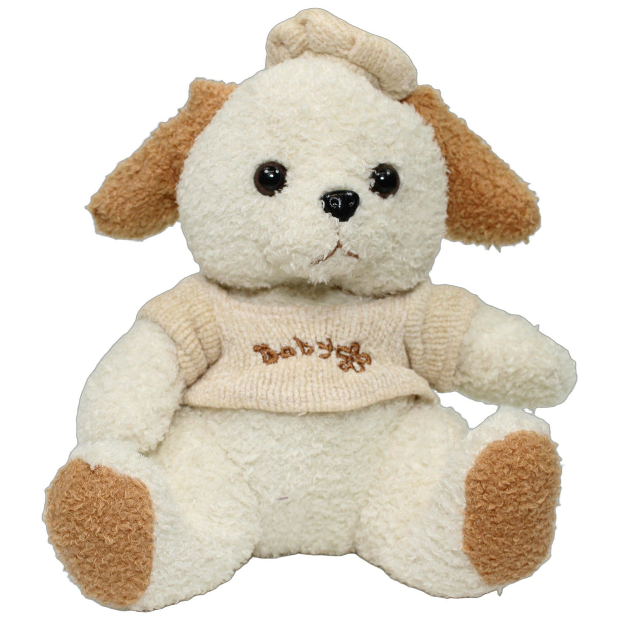 123000026137 ISP Deutschland Heller Zottel-Hund mit Pullover und Mütze Kuscheltier Kumpel Leo 24cm Beige Braun