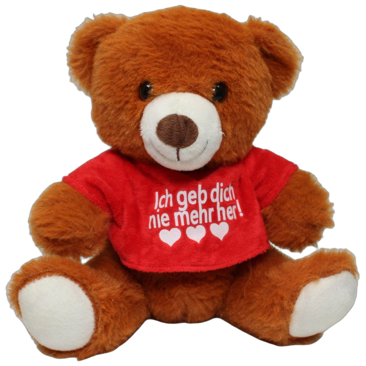 123000026143 Magomora Süßer Teddybär mit Shirt "Ich geb dich nie mehr her!❤❤❤" Kuscheltier Kumpel Leo 23cm Braun ebay-stofftiere