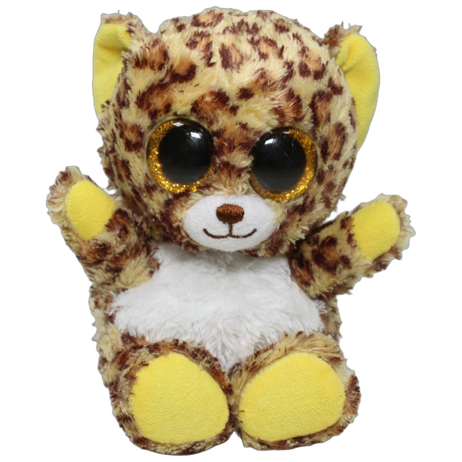 Leopard mit gelben Pfoten und Ohren, sitzend