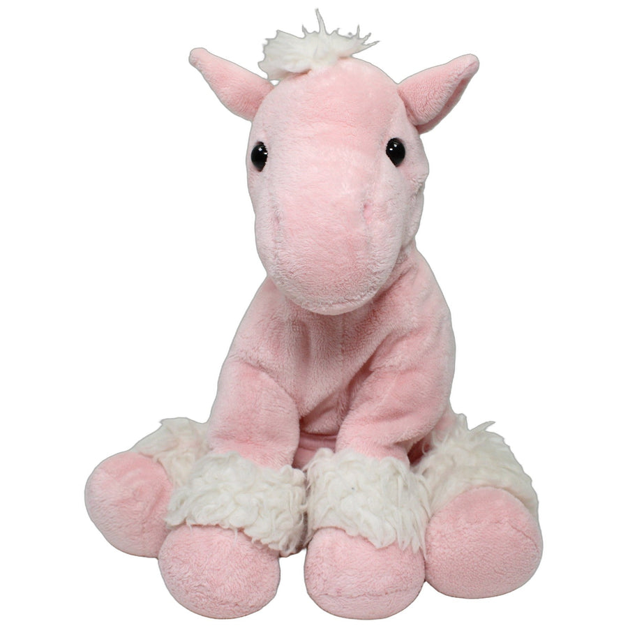 Rosa Pony mit Sattel & weißer Mähne, sitzend