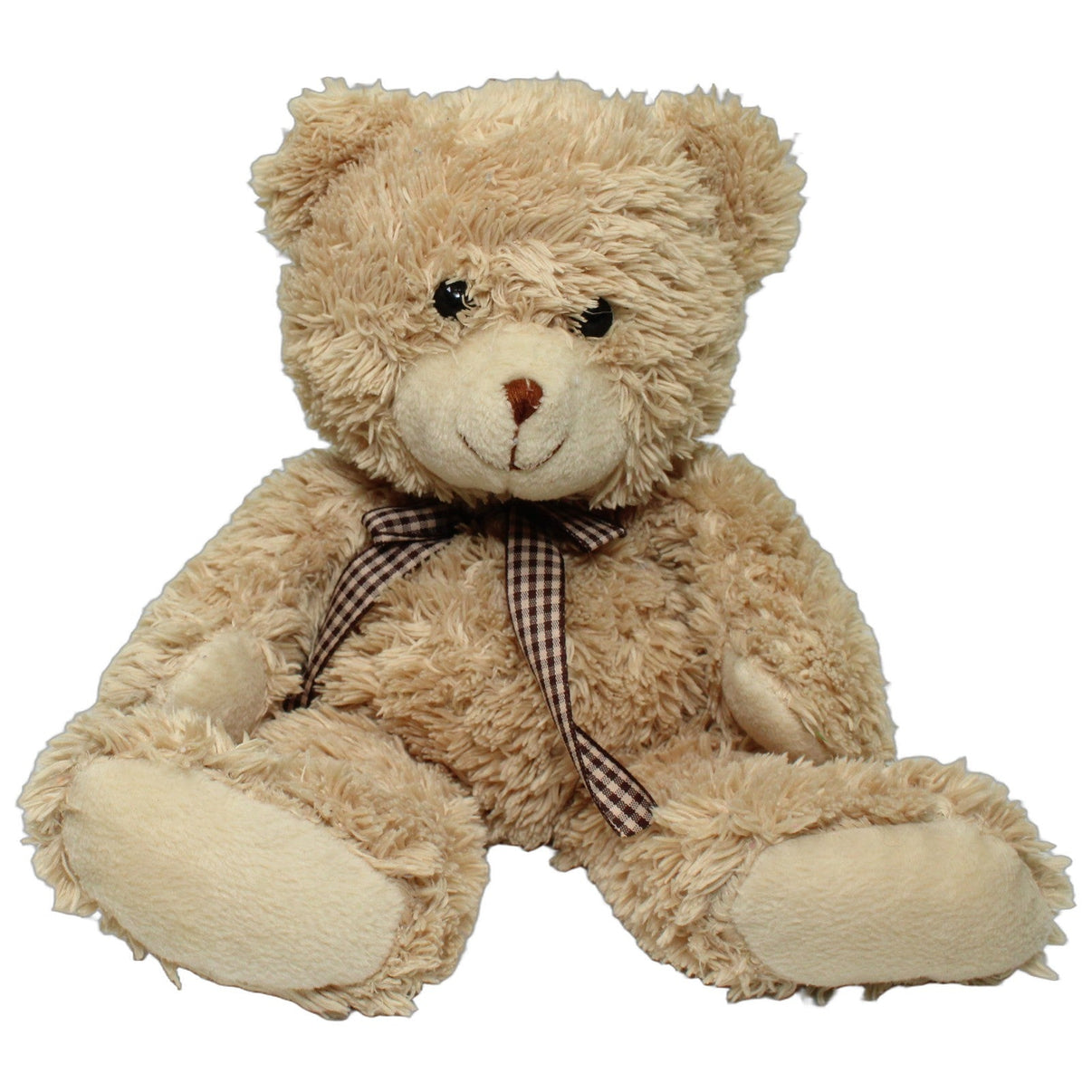 123000026289 Unbekannt Zotteliger Teddybär mit karierter Schleife Kuscheltier Kumpel Leo 30cm Beige Braun