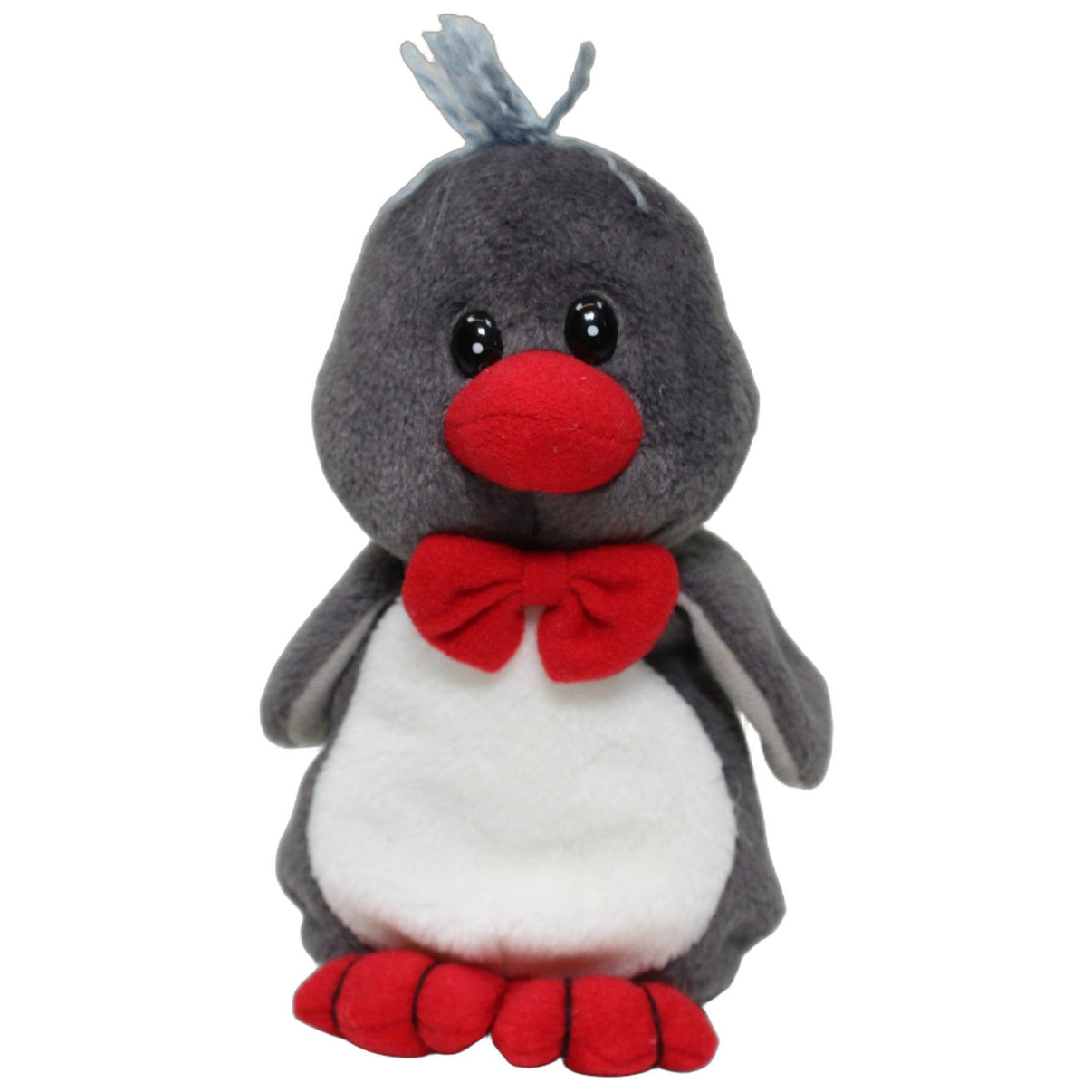 123000026345 Unbekannt Grauer Pinguin mit roter Schleife, stehend Kuscheltier Kumpel Leo 16cm ebay-20-stofftiere Gebraucht