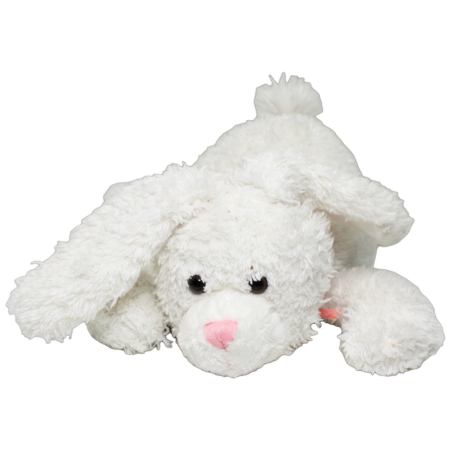 Weißer Hase mit rosa Nase, liegend