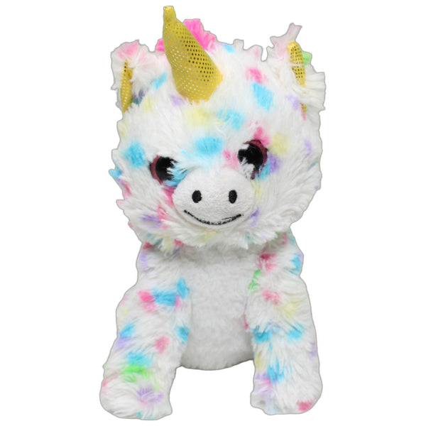 Weißes Einhorn mit goldenem Horn, sitzend