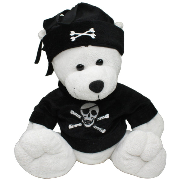 Weißer Teddy im Piraten-Look, sitzend
