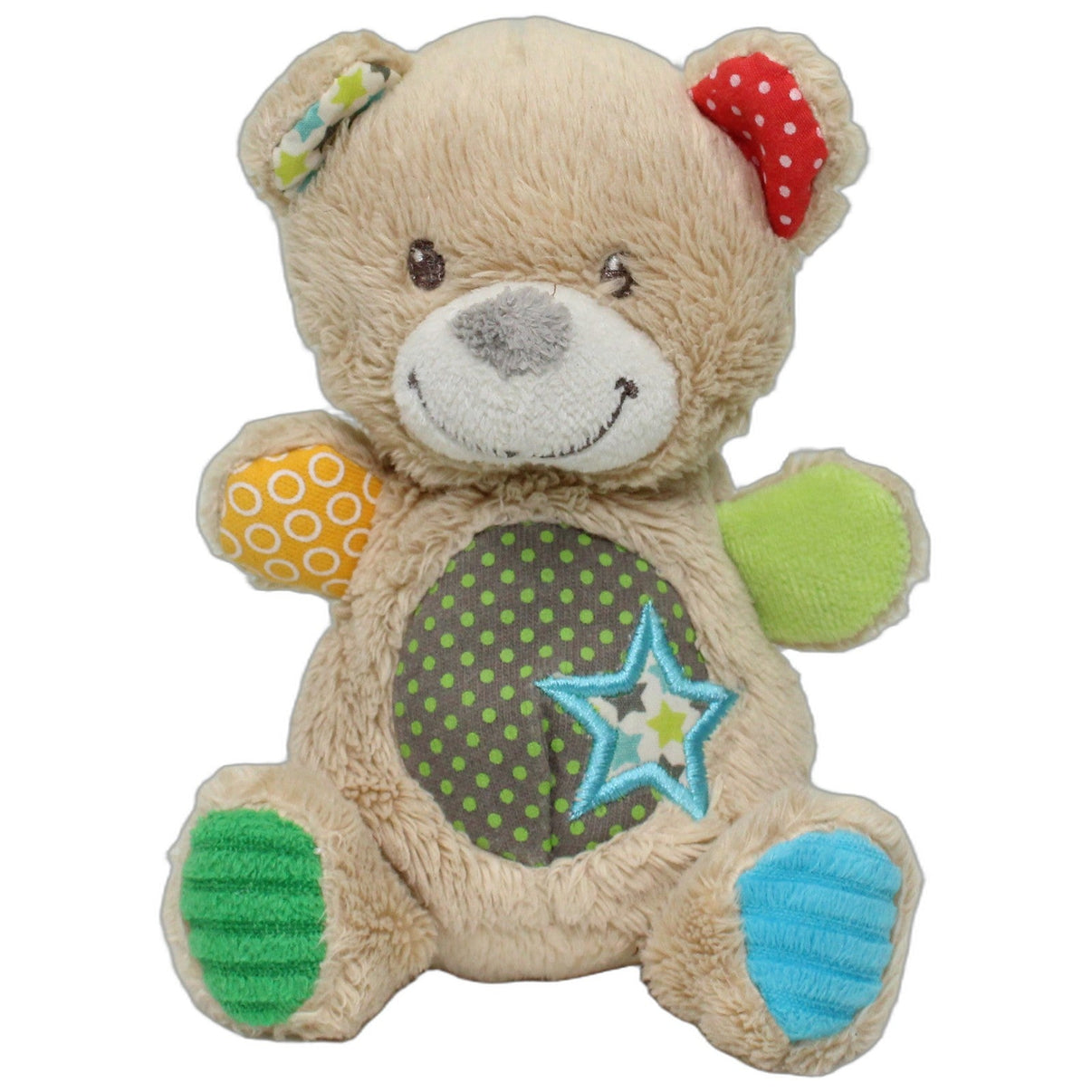 123000026427 Nicotoy Süßer Patchwork-Bär, klein Kuscheltier Kumpel Leo 15cm Beige Bär
