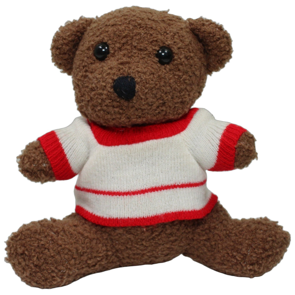 123000026473 Yves Rocher Brauner Teddy mit weiß-rotem Pullover, sitzend Kuscheltier Kumpel Leo 20cm Braun ebay-stofftiere