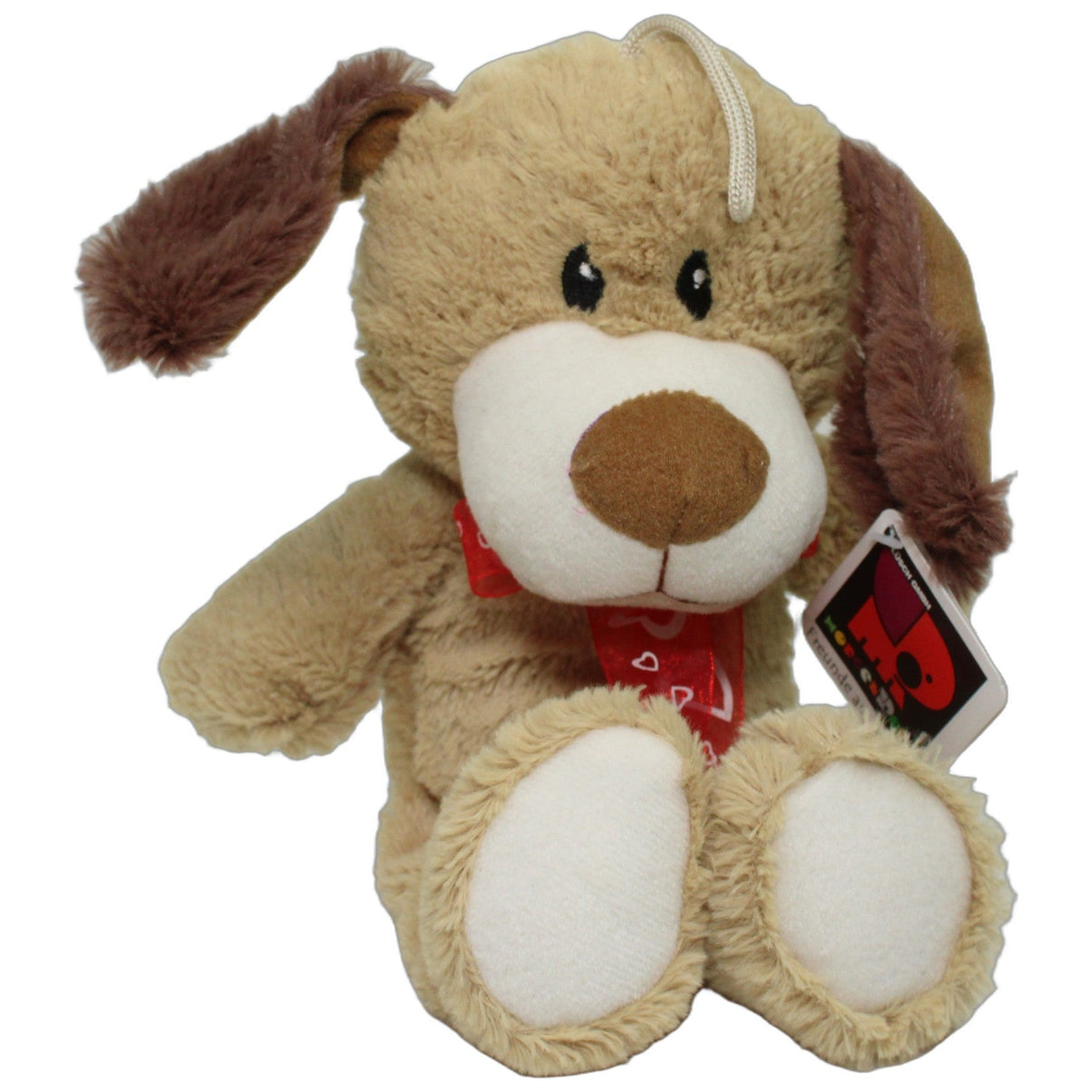 123000026479 Morgenroth Schlenker Hund mit Herz-Schleife Kuscheltier Kumpel Leo 28cm Beige Braun