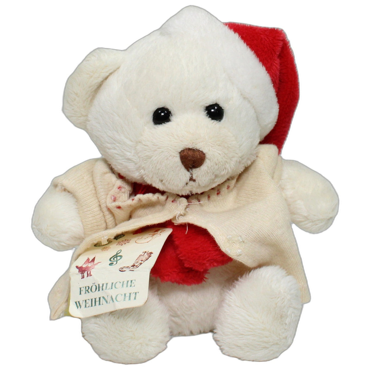 123000026509 Bob der Bär Weißer Eisbär mit Weihnachtsmütze, sitzend Kuscheltier Kumpel Leo 13cm Beige ebay-stofftiere