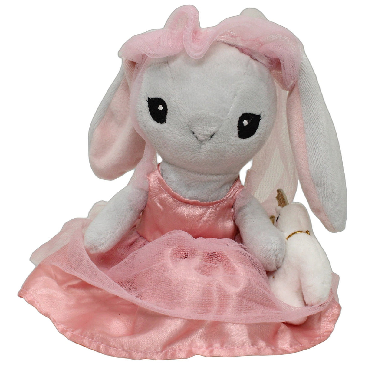 123000026570 H&M Grauer Hase mit kleinem Reh in rosa Tüll-Kleid Kuscheltier Kumpel Leo 24cm ebay-20-stofftiere Gebraucht