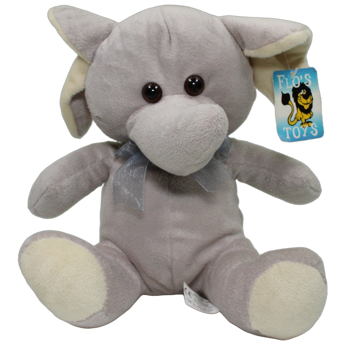 123000026613 FLOTI Grauer Elefant mit blauer Schleife, sitzend Kuscheltier Kumpel Leo 23cm Beige ebay-neu-stofftiere