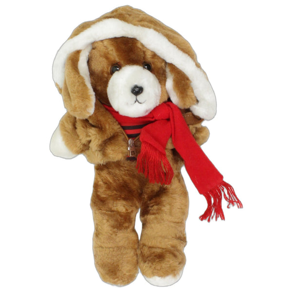 Hund mit Kapuzenjacke & Schal